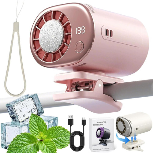 (Pink, -) Ανεμιστήρας κλιπ αυτοκ. με LED, 199 ταχ., ημι-ψύξη 16, USB, 360