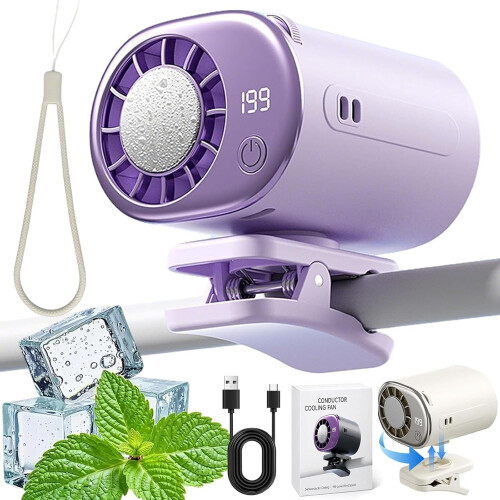 (Purple, -) Ανεμιστήρας κλιπ αυτοκ. με LED, 199 ταχ., ημι-ψύξη 16, USB, 360