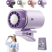 (Purple, -) Ventilador clip coche pantalla LED 360 rotación portátil silencioso mini sin aspas 199 velocidades