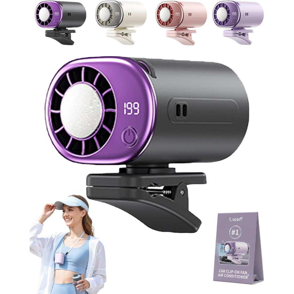 (, -) Car Clip On Fan With Led Display, 360 Rotation Portable Silent Mini Bladeless Fan, 199 Speeds Black 5437707001750