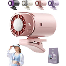 (Pink, -) Auto clip on ventilator met LED display 360 graden rotatie draagbare stille mini bladloze ventilator 199 snelheden