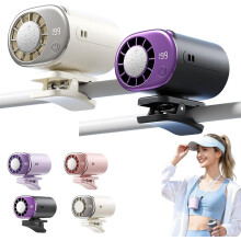 (Black+Beige, -) Auto clip on ventilator met LED display 199 snelheden USB oplaadbare persoonlijke koelventilator voor kantoor
