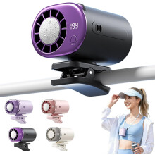 (Black, -) Ventilador clip coche LED 199 velocidades USB recargable refrigeración personal oficina