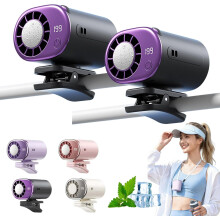 (Black+Black, -) Ventilador clip coche LED 199 velocidades USB recargable refrigeración personal oficina