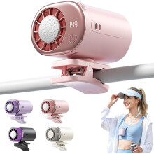 (Pink, -) Ventilador clip coche LED 199 velocidades USB recargable refrigeración personal oficina