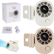 (White+Apricot, -) Ventilador clip coche LED 100 velocidades ajustable mano paraguas oficina camping