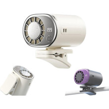 (White, -) Ventilador clip coche LED 360 ajustable portátil rejilla coche escritorio
