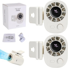 (White*2, -) Ventilador clip coche LED 100 velocidades ajustable mano paraguas oficina camping
