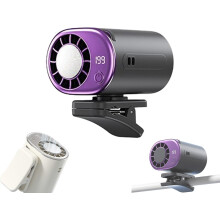 (Gray, -) Ventilador clip coche LED 360 ajustable portátil rejilla coche escritorio