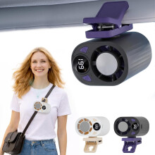 (C-Black, -) Ventilador clip coche LED 199 velocidades semi enfriamiento USB recargable coche trabajo