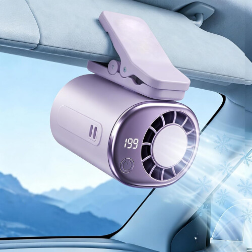 (B-Purple, -) Ανεμιστήρας κλιπ αυτοκ. με LED, 199 ταχ. & ημι-ψύξη, USB για αυτοκίνητο & δουλειά