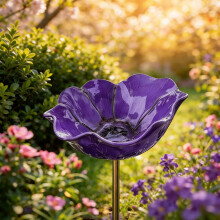 (Purple 1pcs, -) Handgemachte Metall Blume Gartenstecker Vogeltränke, Bienen Trinkstation, Outdoor Hofkunst