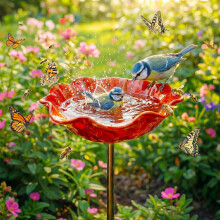 (1pc, -) 4er Metall Blume Gartenstecker Vogeltränke, Bienen Wasserschale Garten, Outdoor Hofdeko
