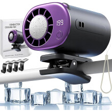 (Black, -) Ventilador clip coche LED 100 velocidades ajustable USB recargable gimnasio playa