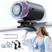 (Black, -) Ventilador clip coche LED 199 velocidades 16C semi enfriamiento batería 2000mAh camping