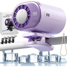 (Purple, -) Ventilador clip coche LED 100 velocidades ajustable USB recargable gimnasio playa