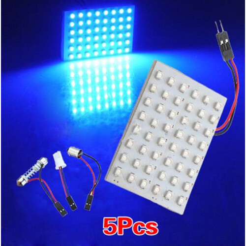 5pcs Auto-Innen Light Panel 48 SMD LED T10 BA9S Dome Soffitte Adapter 12V Blu-ray-Panel.