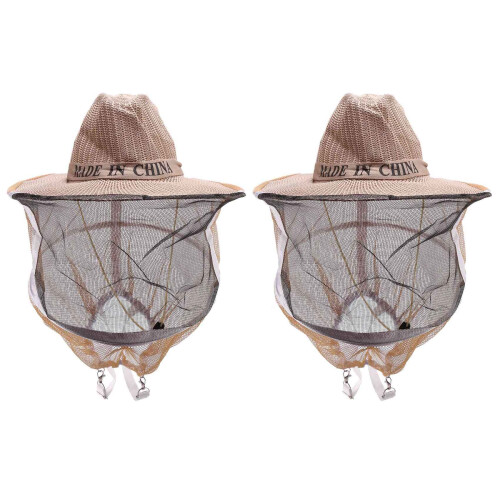 2 Pcs Anti Bee Hat Beehive Beekeeping Cowboy Hat Mosquito Bee Insect Net   Face Protector Beekeeper Equipment