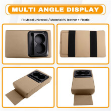Car Armrest Box Pad,Anti-Fatigue Elbow Support Pad Universal Central Armrest Pad with Rear  Cup Holder Storage Beige