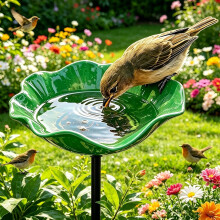 (1pc Green, -) Handgemachte Metall Blume Gartenstecker Vogeltränke, Bienen Trinkstation Garten, 4er