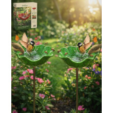 (Green, 2pcs) Handgemachte Metall Blume Gartenstecker mit Bienentränke, dekorative Outdoor Hofkunst Bestäuber