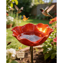(1pc, -) Handgemachte Metall Blumenstecker Vogeltränke, Bienen Trinkstation, 61cm für Schmetterling