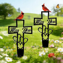 (2pcs, -) Metall Friedhofs-Gedenktafel, Kardinal Grabstecker, Outdoor Gedenkdeko