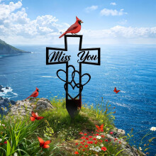 (3pcs, -) Metall Friedhofs Gedenktafel, Kardinal & Herzen Grabmarker mit Kreuz, Outdoor Beileidsgeschenk
