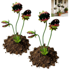 (2pcs C, -) Hupaisa metallinen lihansyöjäkasvipuutarhapaalu, Venus Fly Trap Halloweeniin goottilaiseen puutarhaan