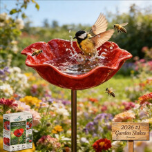 (1pc, -) Handgemachte Metall Blume Gartenstecker, Outdoor Mini Vogeltränke, Bienen Trinkstation Bestäuber
