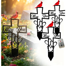 (3pcs, -) Metall Friedhofs Gedenktafel, Kardinal Grabmarker mit Kreuz & "Miss You"