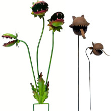 (2pcs Mix, -) Hupaisa metallinen lihansyöjäkasvipuutarhapaalu, Venus Fly Trap Halloweeniin goottilaiseen puutarhaan