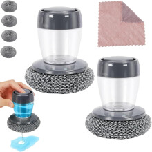 (2pcs, -) 2x Spülbürste Seifenspender Stahlwolle Schrubber, für Geschirr, Pfannen, Wanne & Fliesen