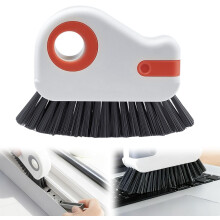 (1pc-orange, -) Spazzola pulizia binari finestra 2 in 1, strumento fessure scanalature con raschietto nascosto, per porta scorrevole