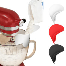 (White+Black+Red, -) Silikoninen jauhonsuppilo yhteensopiva yleiskoneeseen, vuotamaton klipsikiinnitys nesteelle ja jauholle