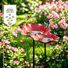 (2pcs-c, -) 5er Handgemachte Metall Blumenstecker, Bienen Trinkstation mit Blumen Design Hof