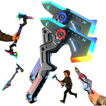 (Red+blue, -) Dual Axe Blade Interstellar Spark Battle Blade, LED Light with Mist Spray, USB Rechargeable Toy