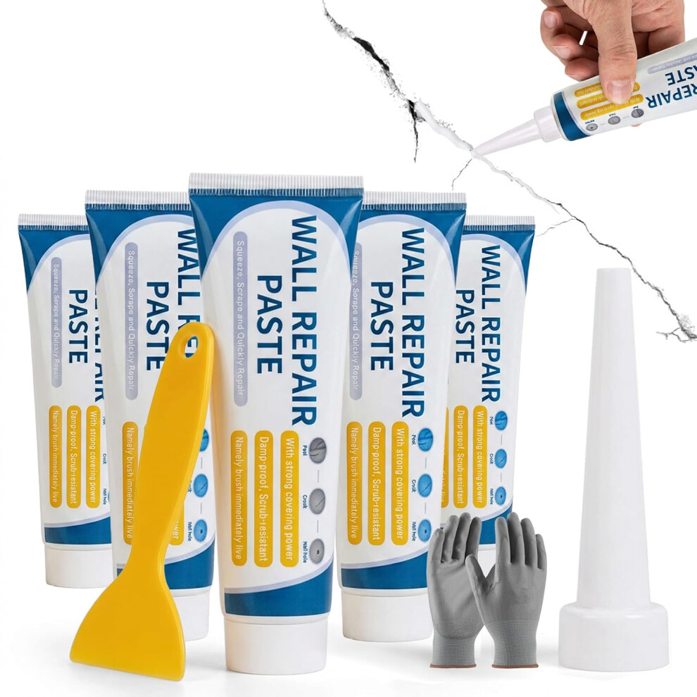 (5 Pack, -) Wall Mending Agent Repair Kit, Drywall Hole Repair Paste With Scraper Nozzle, 2 Pack 5437707008797