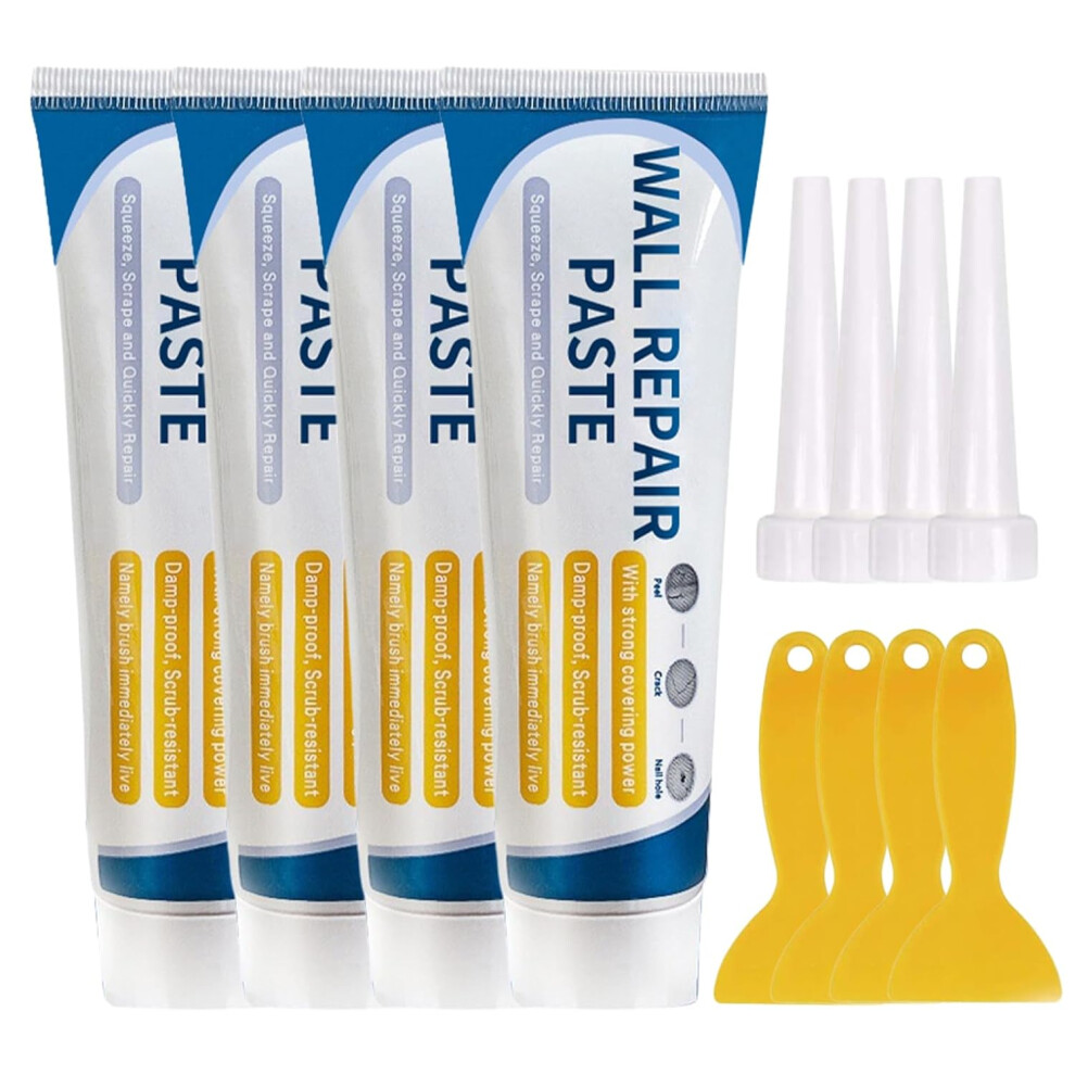 (4Pcs, -) Drywall Repair Kit With Scraper Nozzle, Wall Mending Agent For Holes, Cracks & Dents, 150G 5437707008919