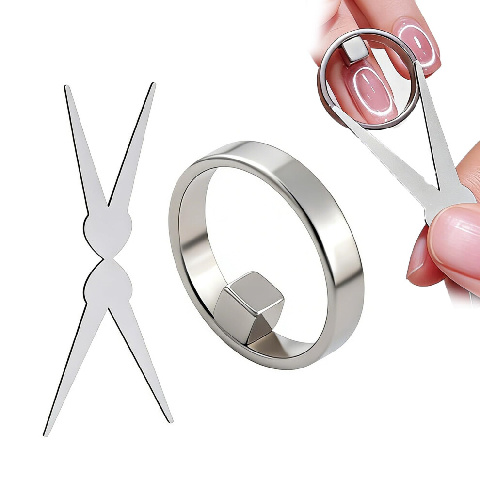Oimg (Square, -) Ring Magnet For Nails, New Ring-Shaped Cat Eye Magnet, Strong Nail Tool For Diy & Beginners