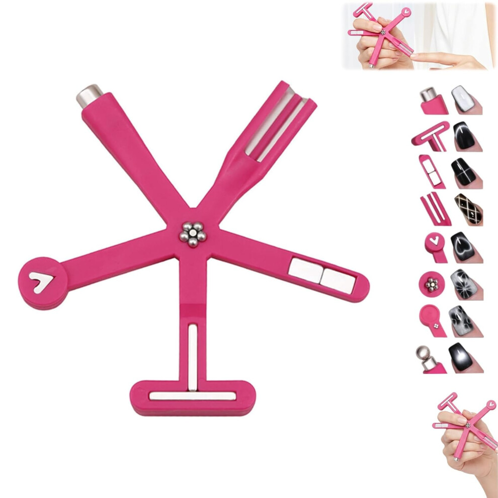 Oimg (Red-1Pc, -) Cat Eye Magnet Kit, 6 In 1 Gel Nail Polish Magnets, Strong Nail Design Tool