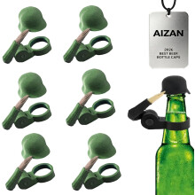 (Green, 6PCS) Detailní vojenské salutující pivní čepice, znovupoužitelná helma na pivní láhev, pijácký doplněk