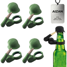 (Green, 4PCS) Detailní vojenské salutující pivní čepice, znovupoužitelná helma na pivní láhev, pijácký doplněk