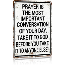 (Prayer 01, -) Rukous on paras tapa tavata Jumala -kyltti, kristillinen uskonnollinen metalliplakki, 8x12 tuumaa