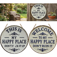 (2PCS-Mix, 12in) This Is My Happy Place Don't Mess It Up, Vintage Zinn Garten Terrasse