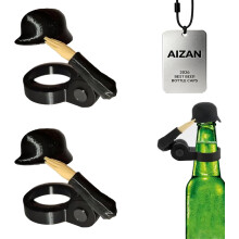 (Black, 2PCS) Detailní vojenské salutující pivní čepice, znovupoužitelná helma na pivní láhev, pijácký doplněk