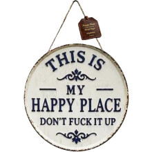 (15.8 in, -) Lycklig plats vintage metallskylt "Don’t Fuck It