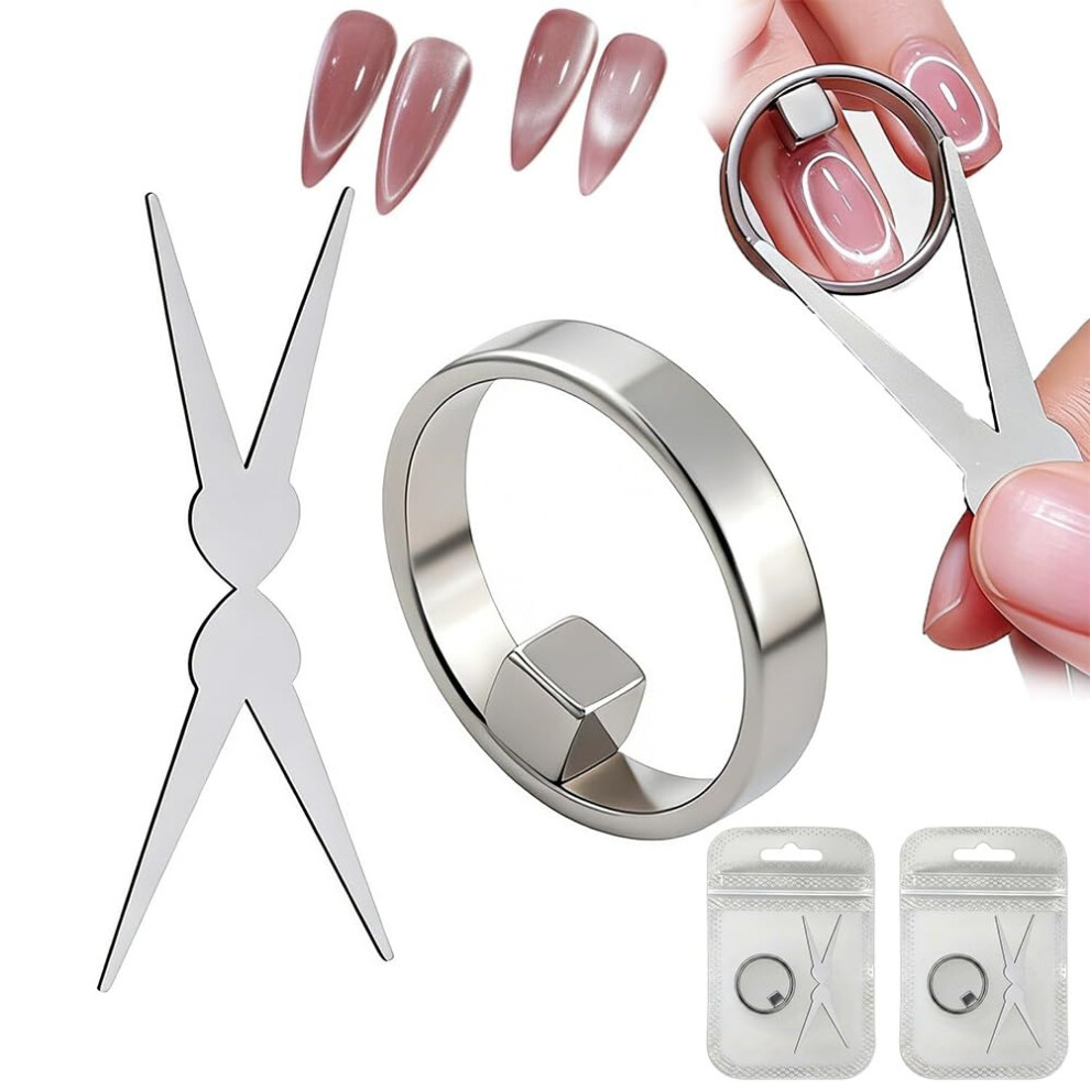 Oimg (3Pcs, -) Ring Magnet For Nails, Cat Eye Gel Polish Tool, Manicure Diy Salon Effect, Strong Magnetic Pen