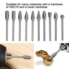 10 Peças de Fresa de Aço de Tungstênio com Haste de 3 mm, Rebarba de Corte de Diamante, Ferramentas Rotativas de Moagem Elétrica