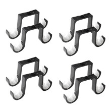 8Pcs Double Curtain Rod Brackets Ceiling Mount Supports Aluminum Alloy Black